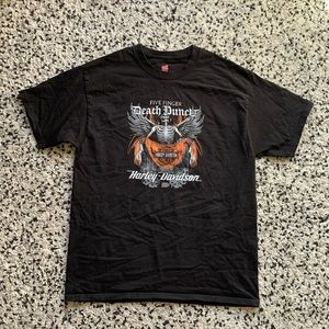Five Finger Death Punch Harley Davidson Black Graphic Tee Shirt Size Large